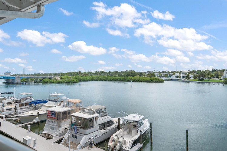 Boats docked at marina